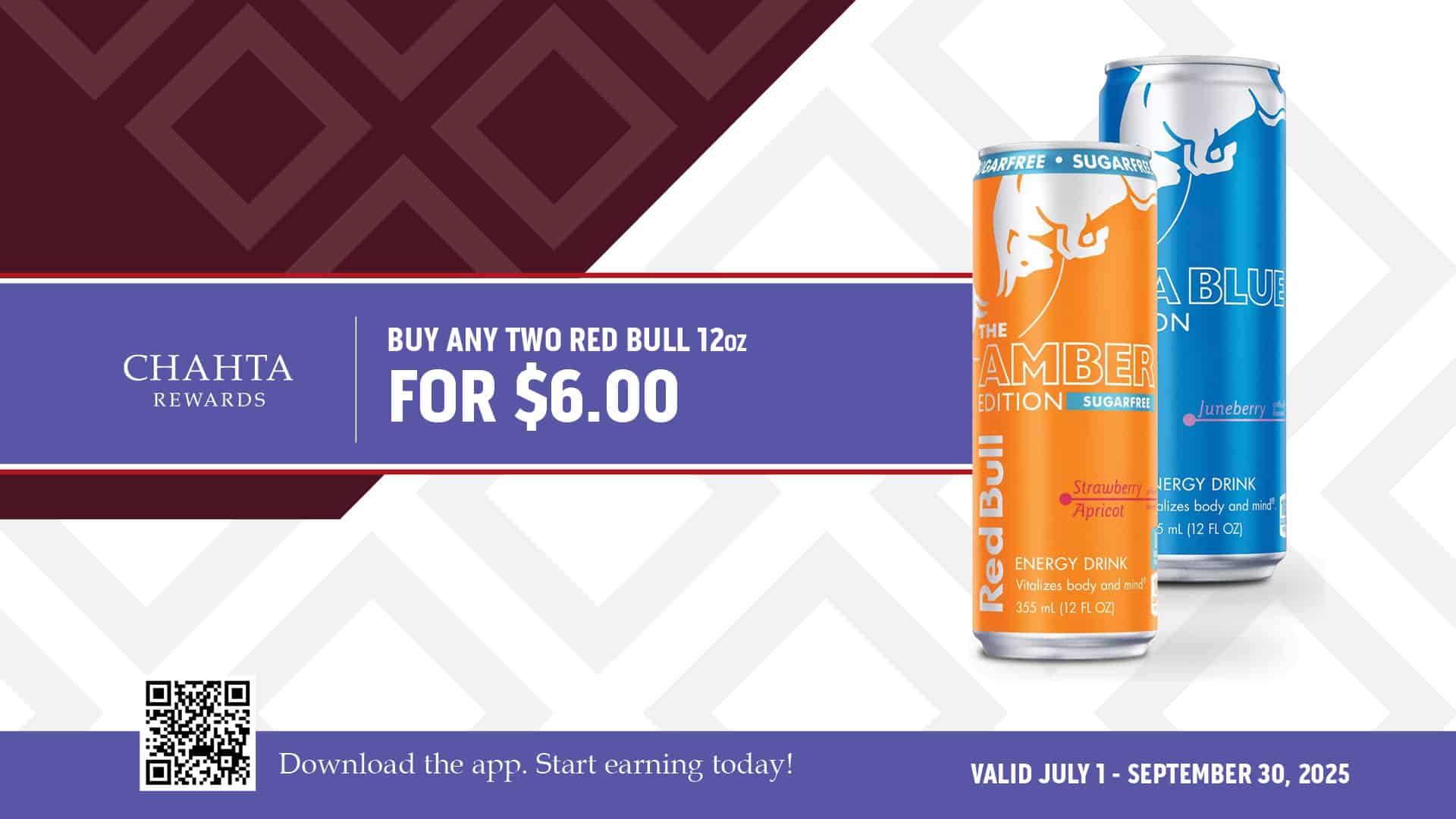 Buy any two red Bull 12oz for $6