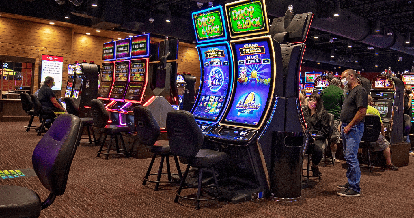 Slot machines and gaming area at Choctaw Travel Plazas.