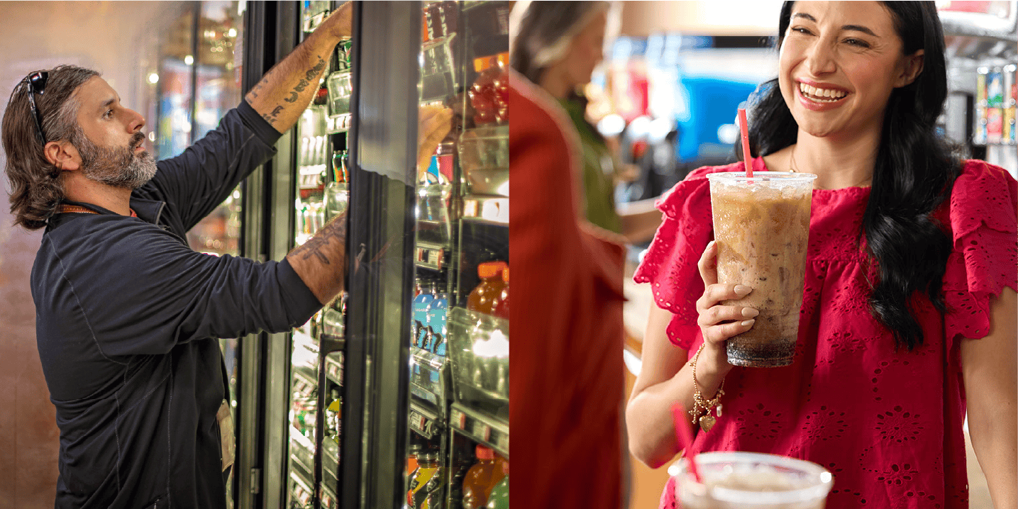 Vending machine with snacks and beverages at Choctaw Travel Plazas.