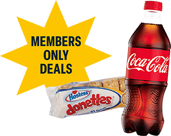 Exterior view of Choctaw Travel Plaza with Coca-Cola and snacks.